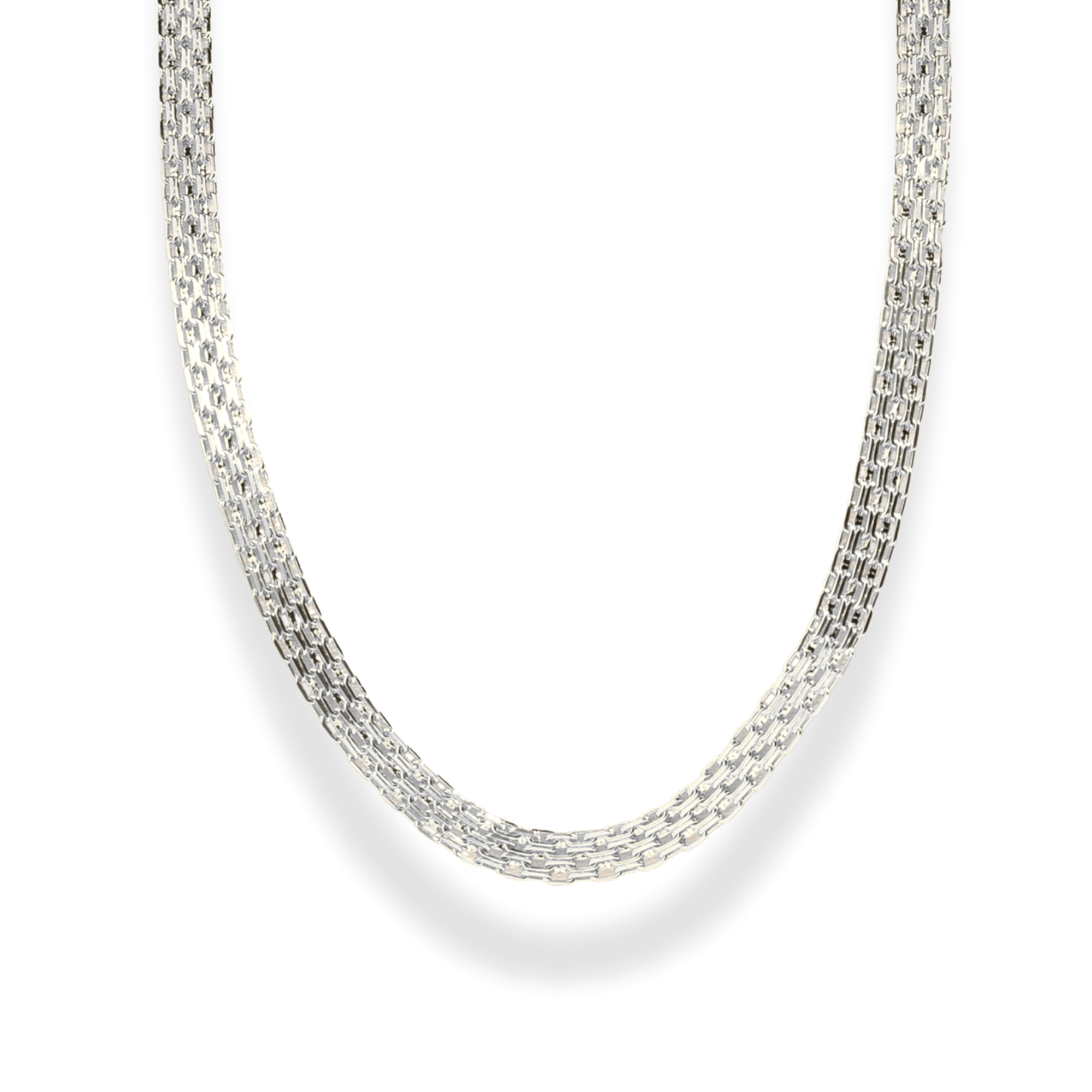 Wicker Braid Triple Chain Necklace 14K Gold