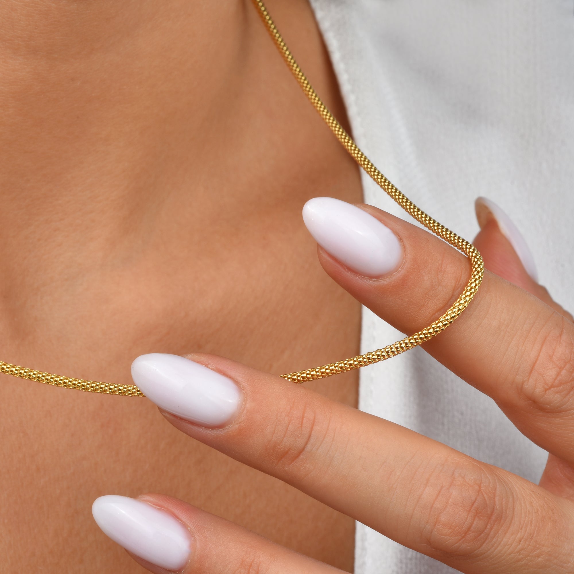 Wicker Wrap Thin Chain Necklace 14K Gold