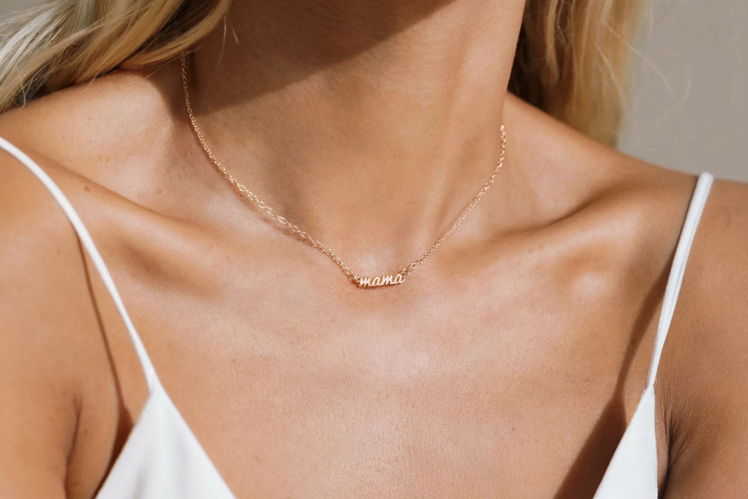14K Gold Personalized Necklace for Mom with engraved names, initials, or dates