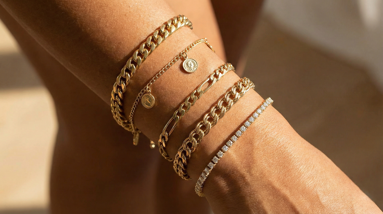 14K gold chain bracelets collection minimalist and bold styles