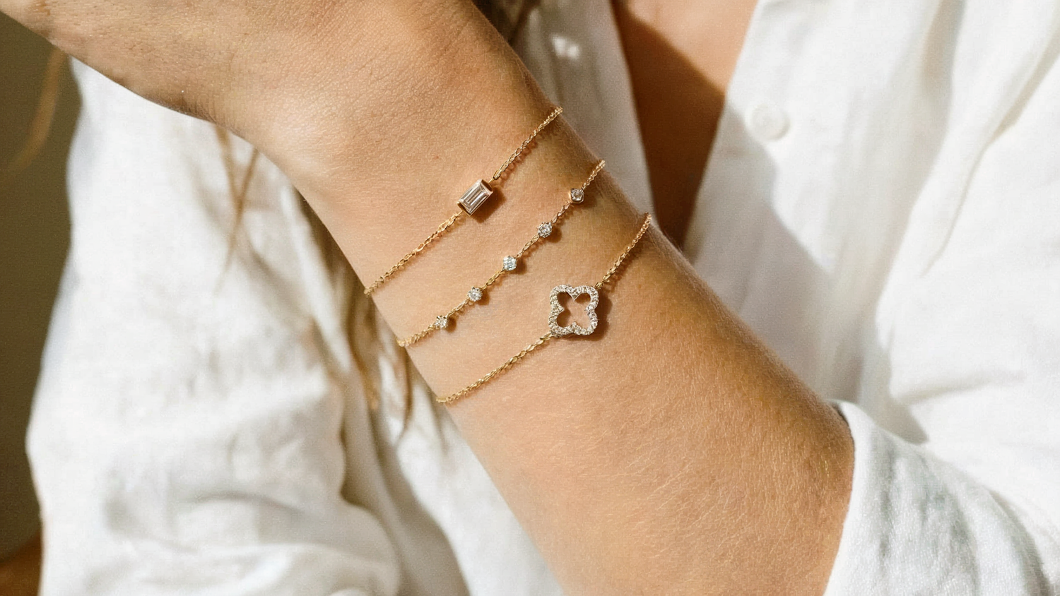 14K gold diamond bracelets with natural diamonds minimalist fine jewelry