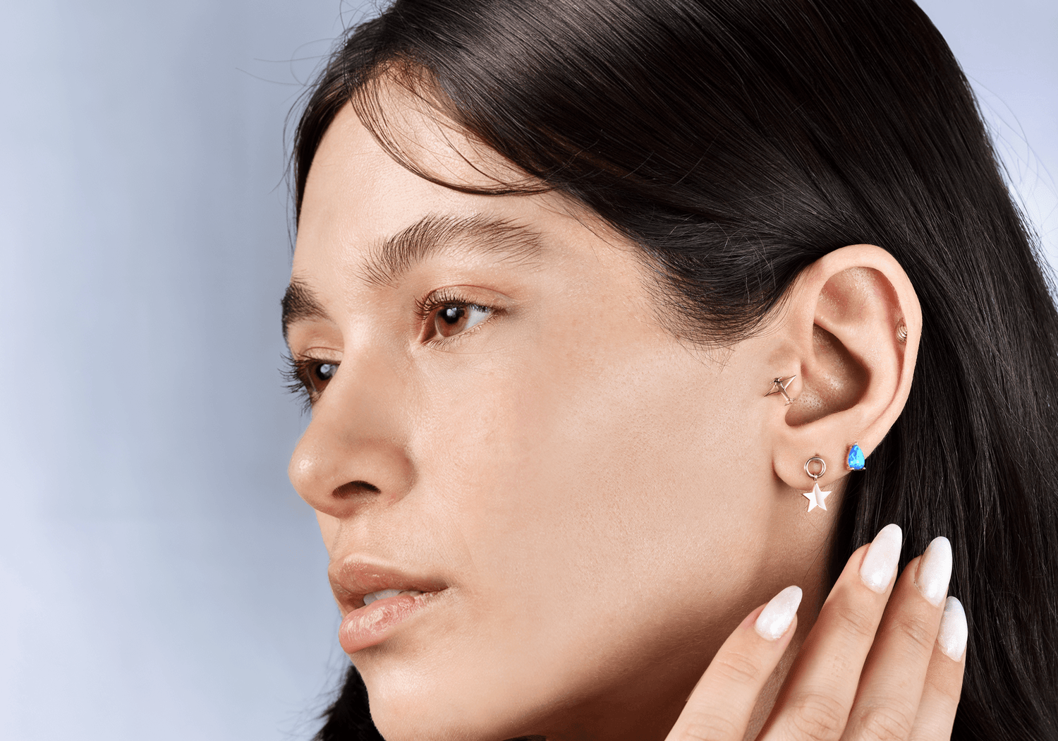14K gold ear piercings solid gold hypoallergenic studs and hoops