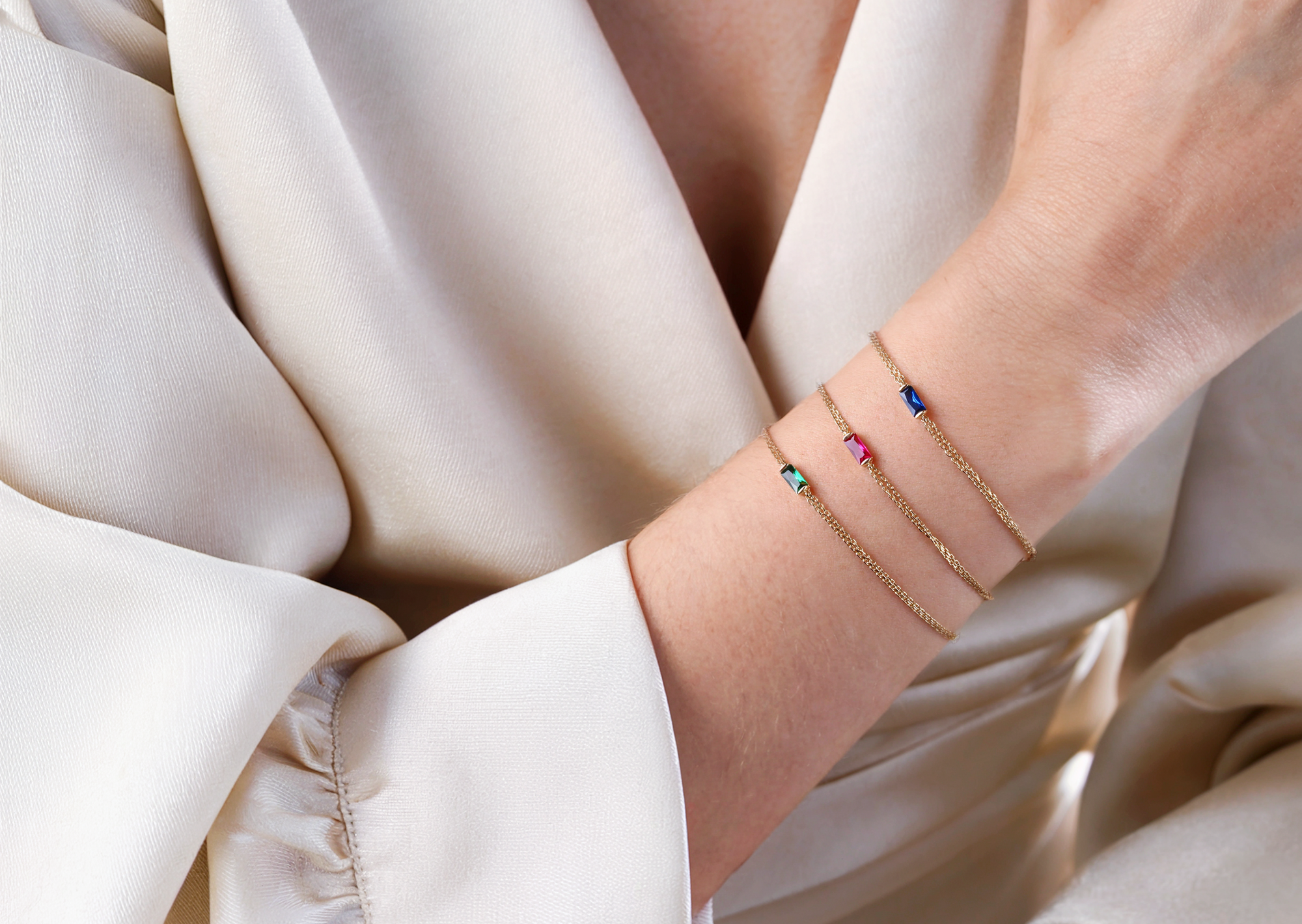 14K Solid Gold Birthstone Jewelry featuring rings, bracelets, necklaces, and earrings with genuine gemstones
