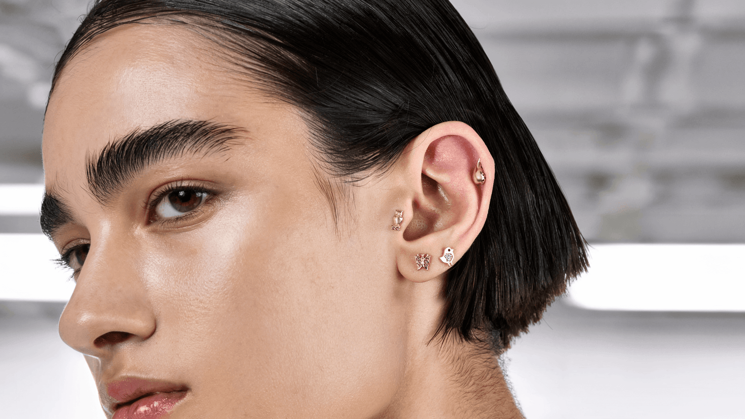 14K solid gold stud ear piercings for everyday wear