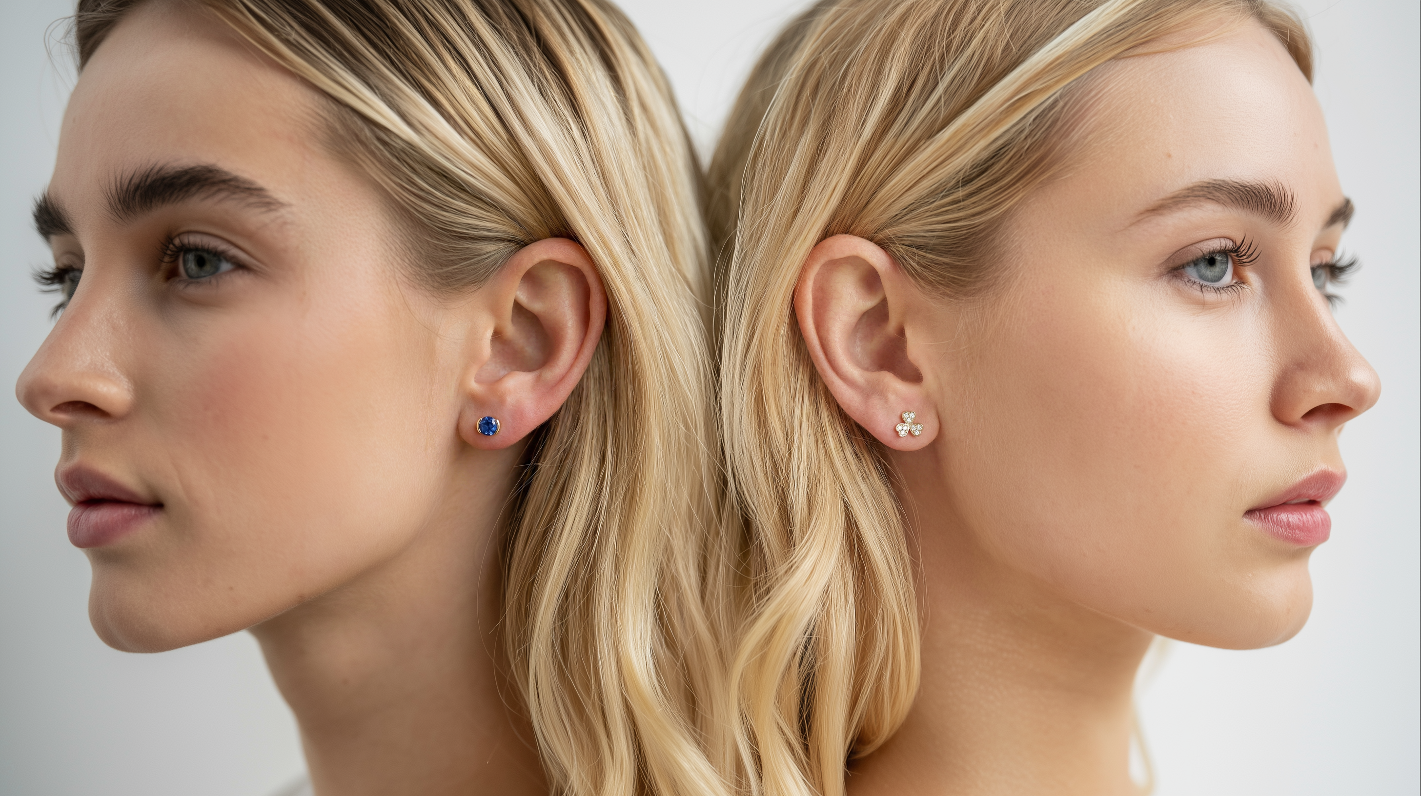 14K solid gold stud earrings minimalist fine jewelry collection