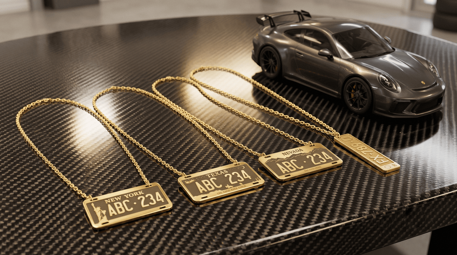 Personalized Car Plate Necklaces Inspired by USA and European License Plates
