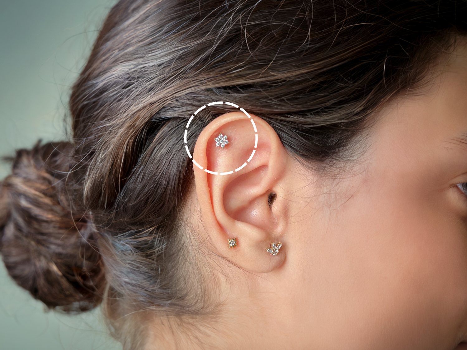 Flat Piercing: A stylish, flush piercing showcasing minimalist design and modern urban aesthetics.