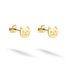Sweet cat stud earrings rendered in reflective 14K yellow gold with openwork face details