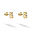 Teddy Bear stud earrings in polished 14K yellow gold show rounded ears, arms and little seated legs