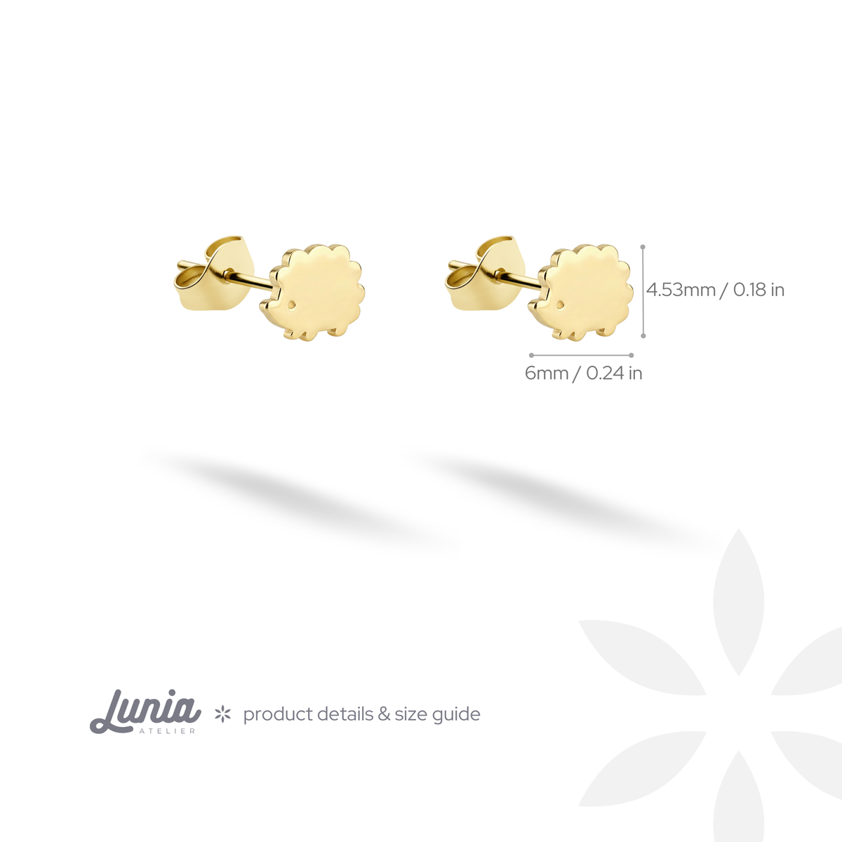 A 6.0 mm body length and 4.537 mm height define the tiny hedgehog in this scale view