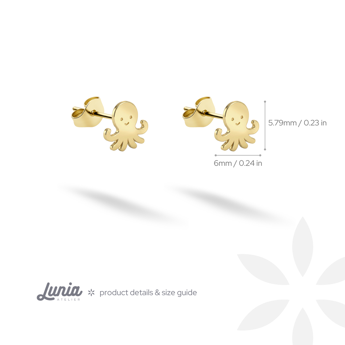 Six millimetres from side to side and 5.796 mm high: scale reference for the octopus design