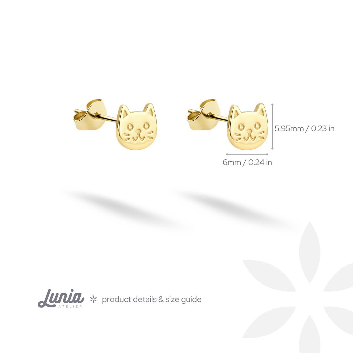 How large is the sweet cat stud? This graphic records 6.0 mm by 5.951 mm