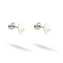 Alien head stud earrings shown in sleek 14K white gold against white