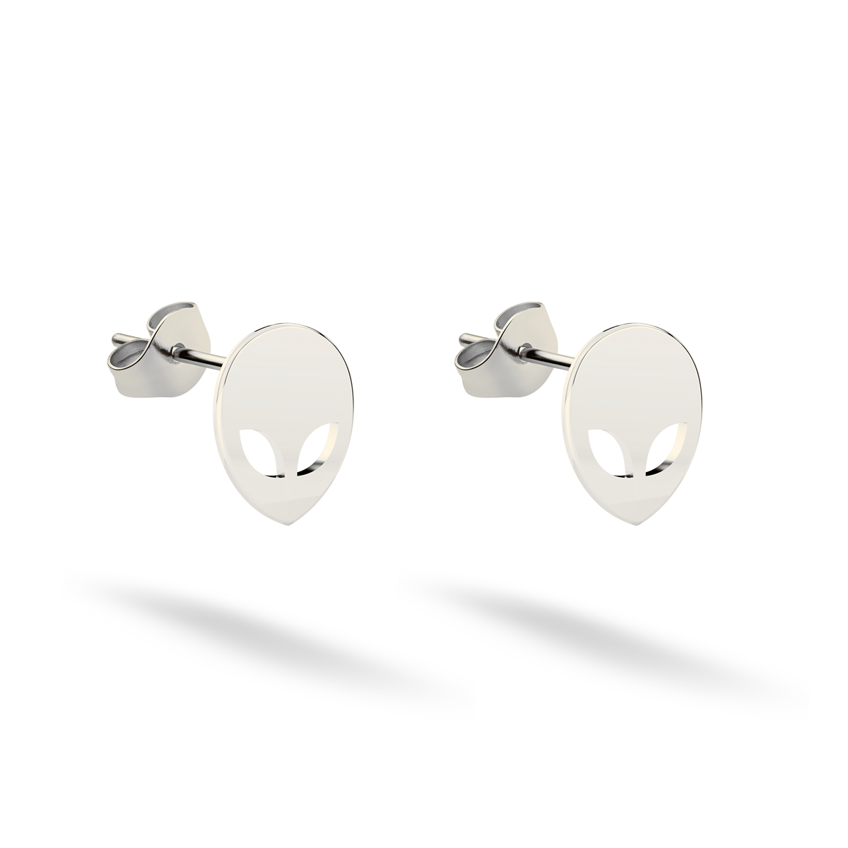 Alien silhouettes appear futuristic in reflective 14K white gold