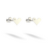 Bright 14K white gold heart studs featuring a petite brilliant stone