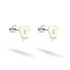 Personalized fluid heart studs displayed in bright 14K white gold