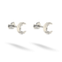 Cool 14K white gold emphasizes the carved face and uneven moon rim
