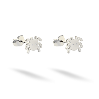 Eight-legged earrings presented in clean 14K white gold against black