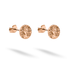 Rose gold lends an antique warmth to the sculpted Medusa face earrings
