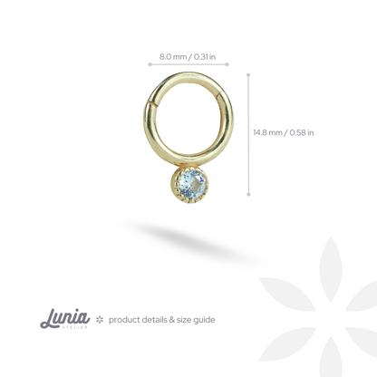 Single Stone Hoop Ear Piercing 14K Gold with CZ Stone