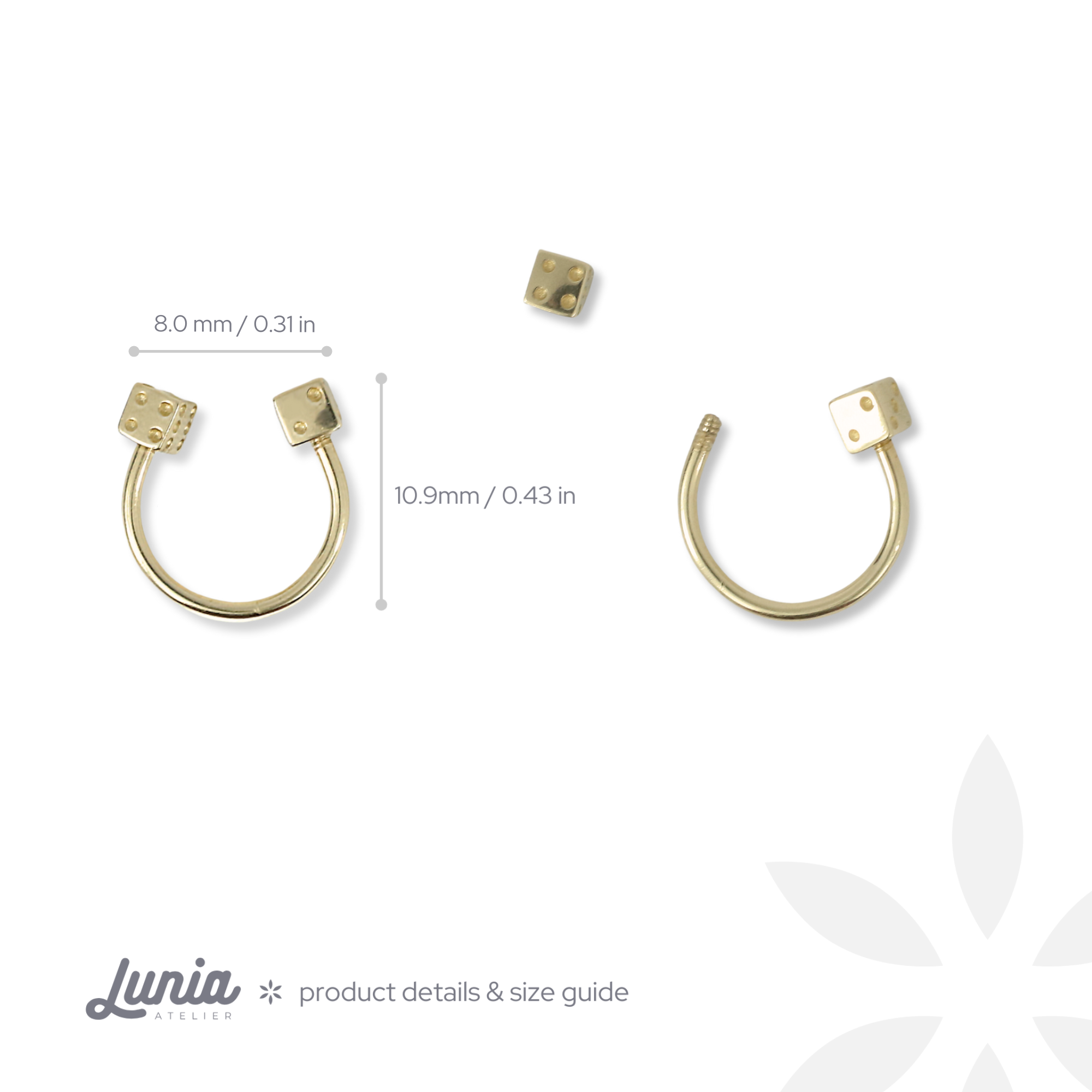 Dice Hoop Ear Piercing 14K Gold