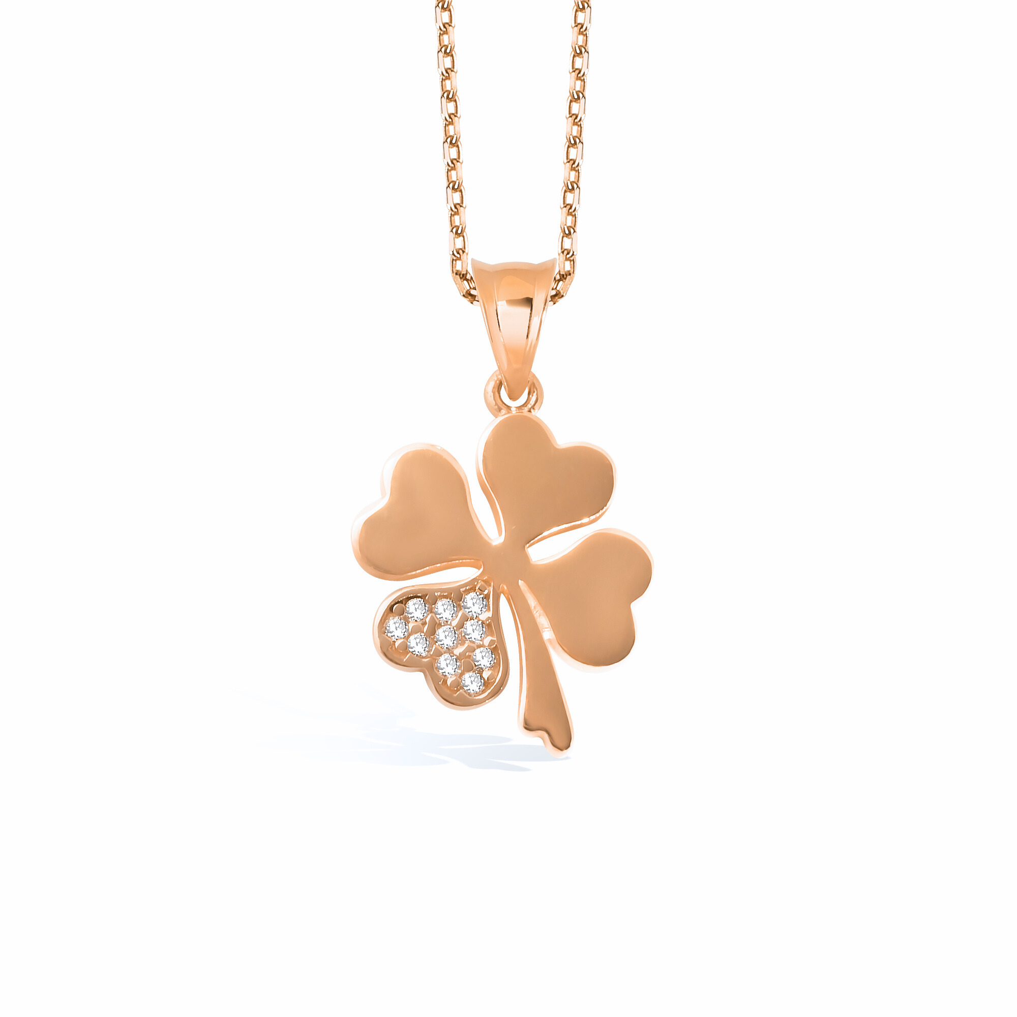 Lucky Clover Diamond Necklace 14K Gold