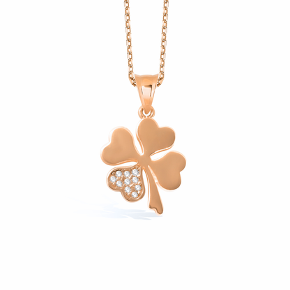 Lucky Clover Diamond Necklace 14K Gold
