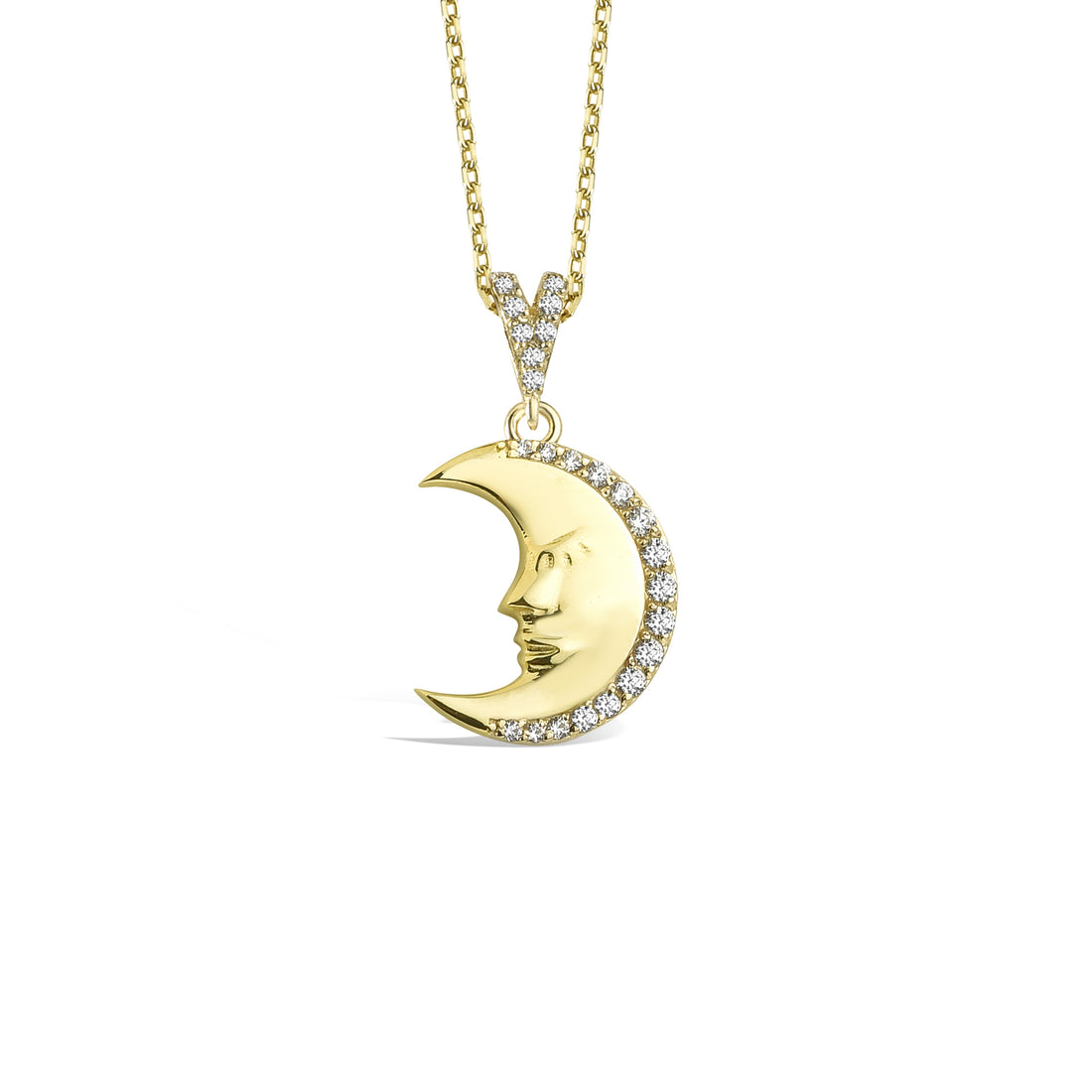 Crescent Diamond Necklace 14K Gold