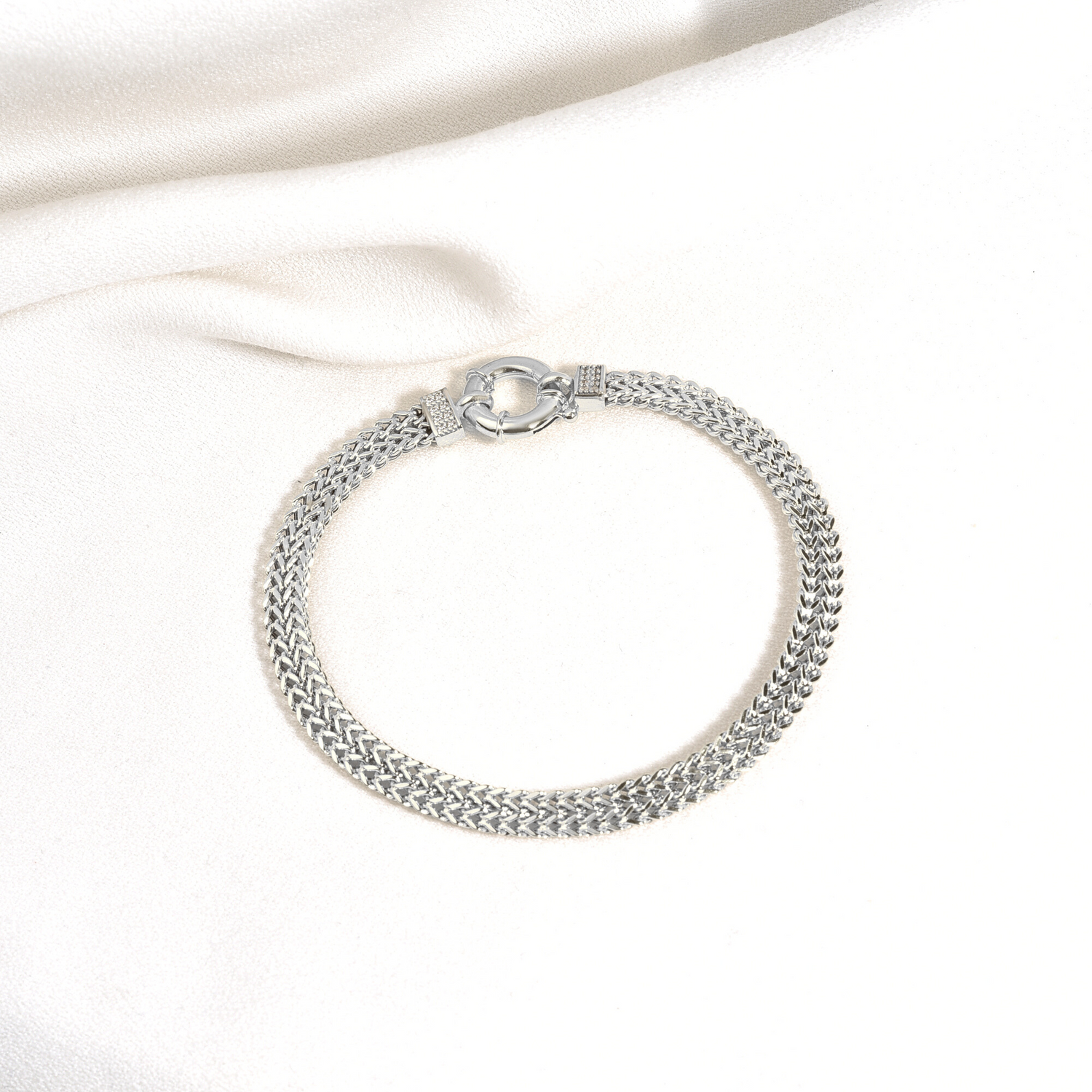 Wicker Braid Double Chain Bracelet 14KGold