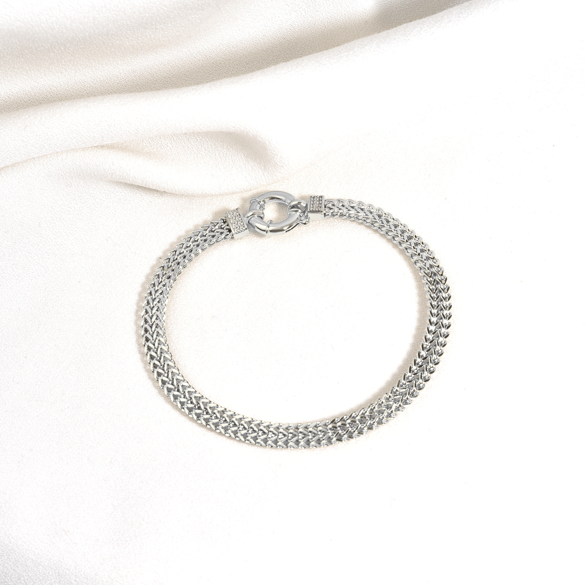 Wicker Braid Double Chain Bracelet 14KGold