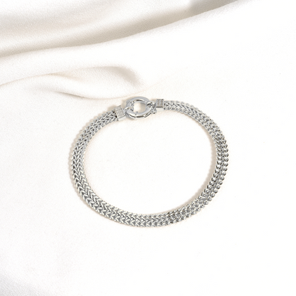 Wicker Braid Double Chain Bracelet 14KGold