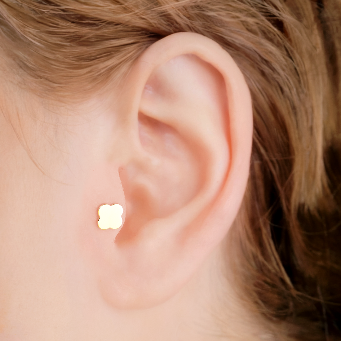 4 Leaf Flower Flatback Ear Piercing 14K Gold