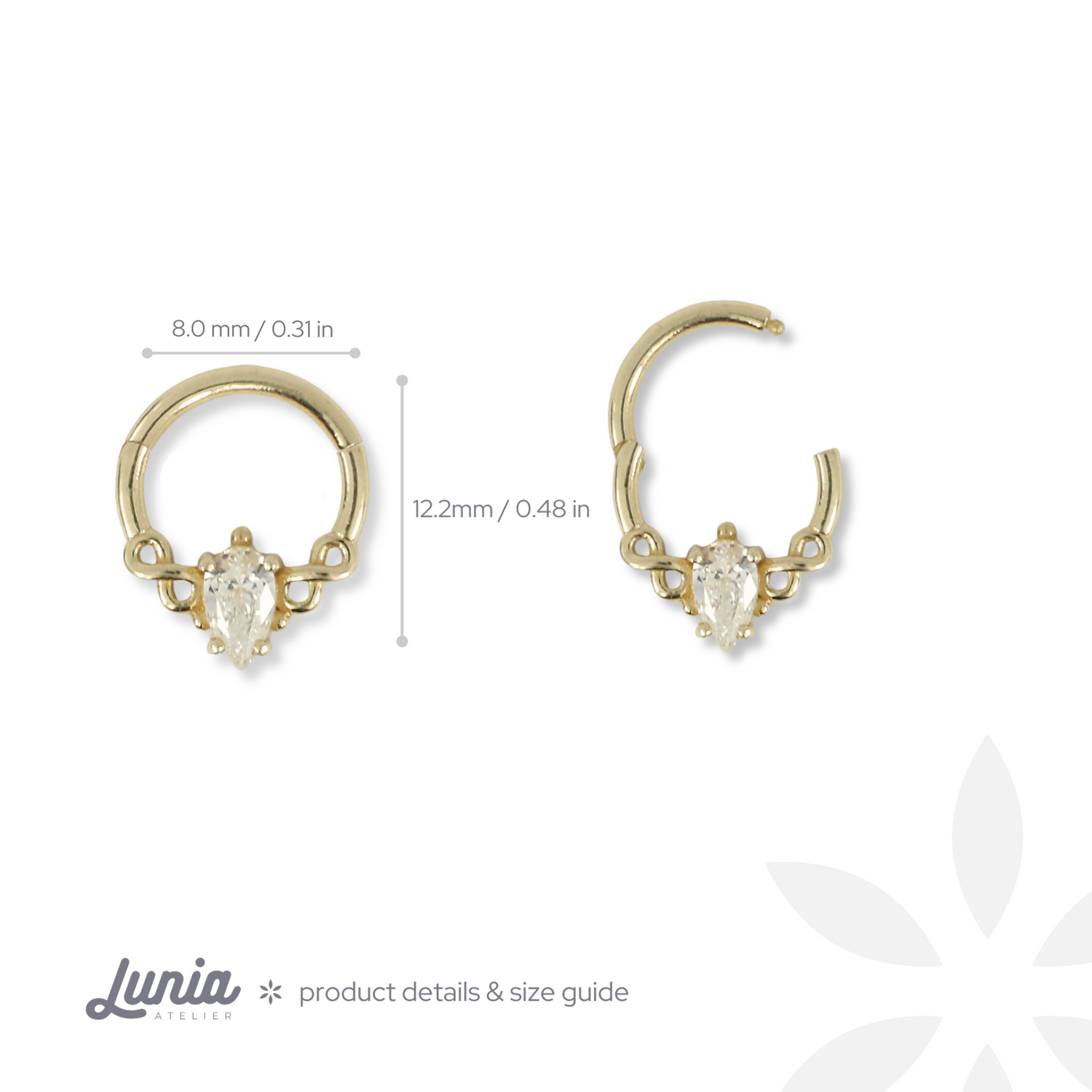 Infinity Stone Hoop Ear Piercing 14K Gold CZ Stone