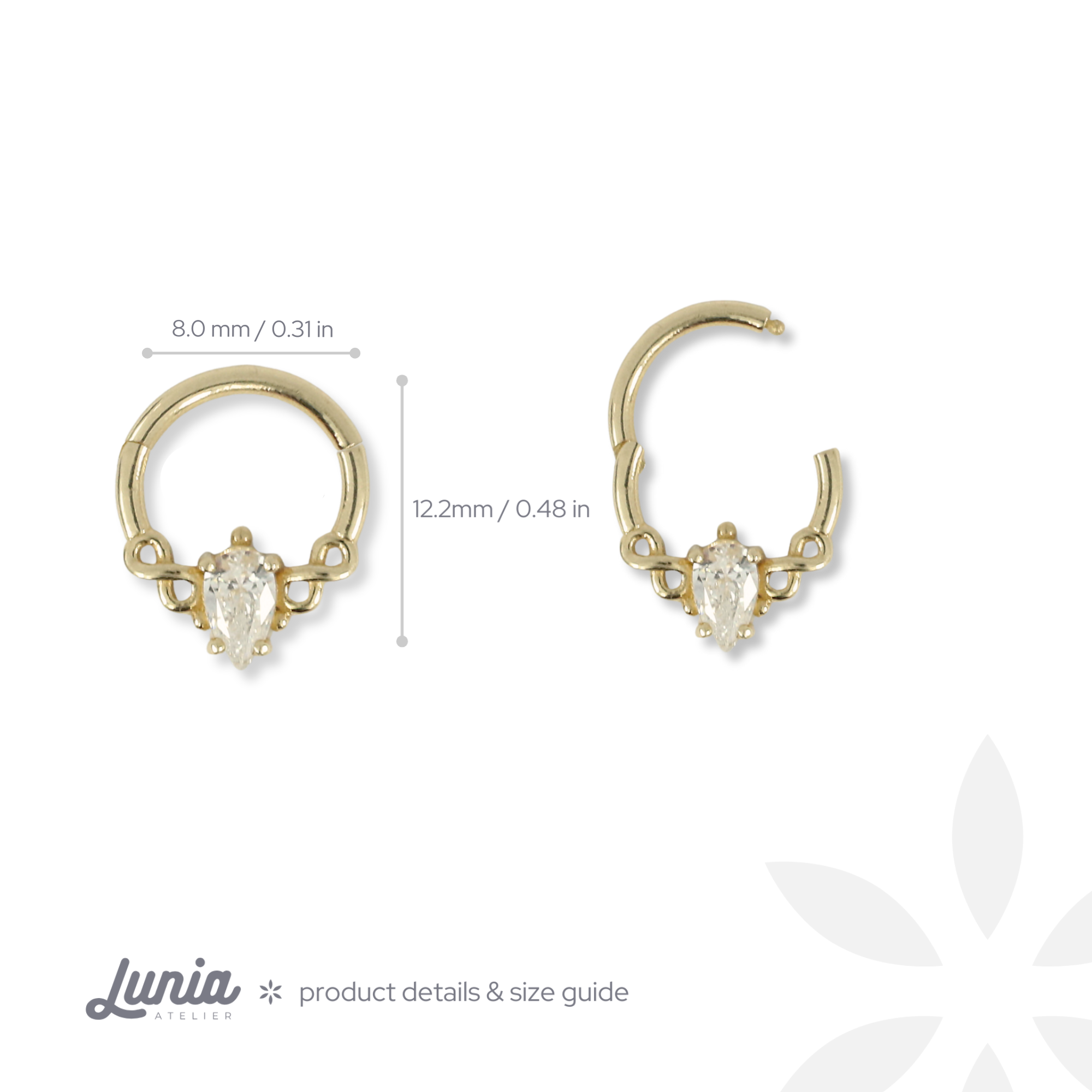 Infinity Stone Hoop Ear Piercing 14K Gold CZ Stone