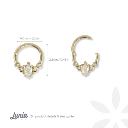 Infinity Stone Hoop Ear Piercing 14K Gold CZ Stone