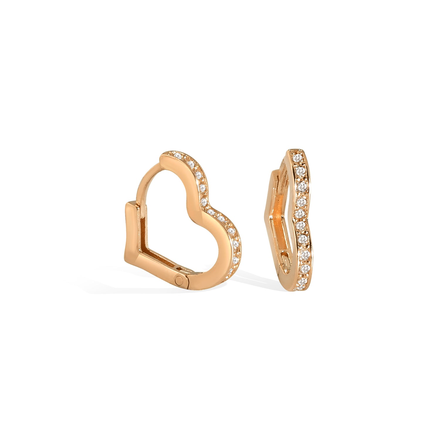 Love Huggie Diamond Hoops Earrings 14K Gold