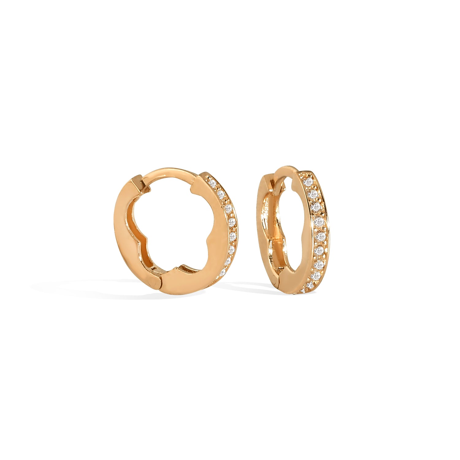 Infinity Huggie Diamond Hoops Earrings 14K Gold