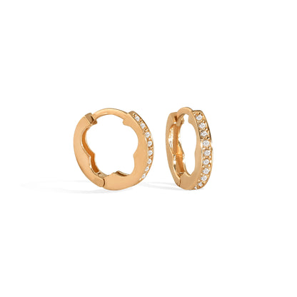 Infinity Huggie Diamond Hoops Earrings 14K Gold