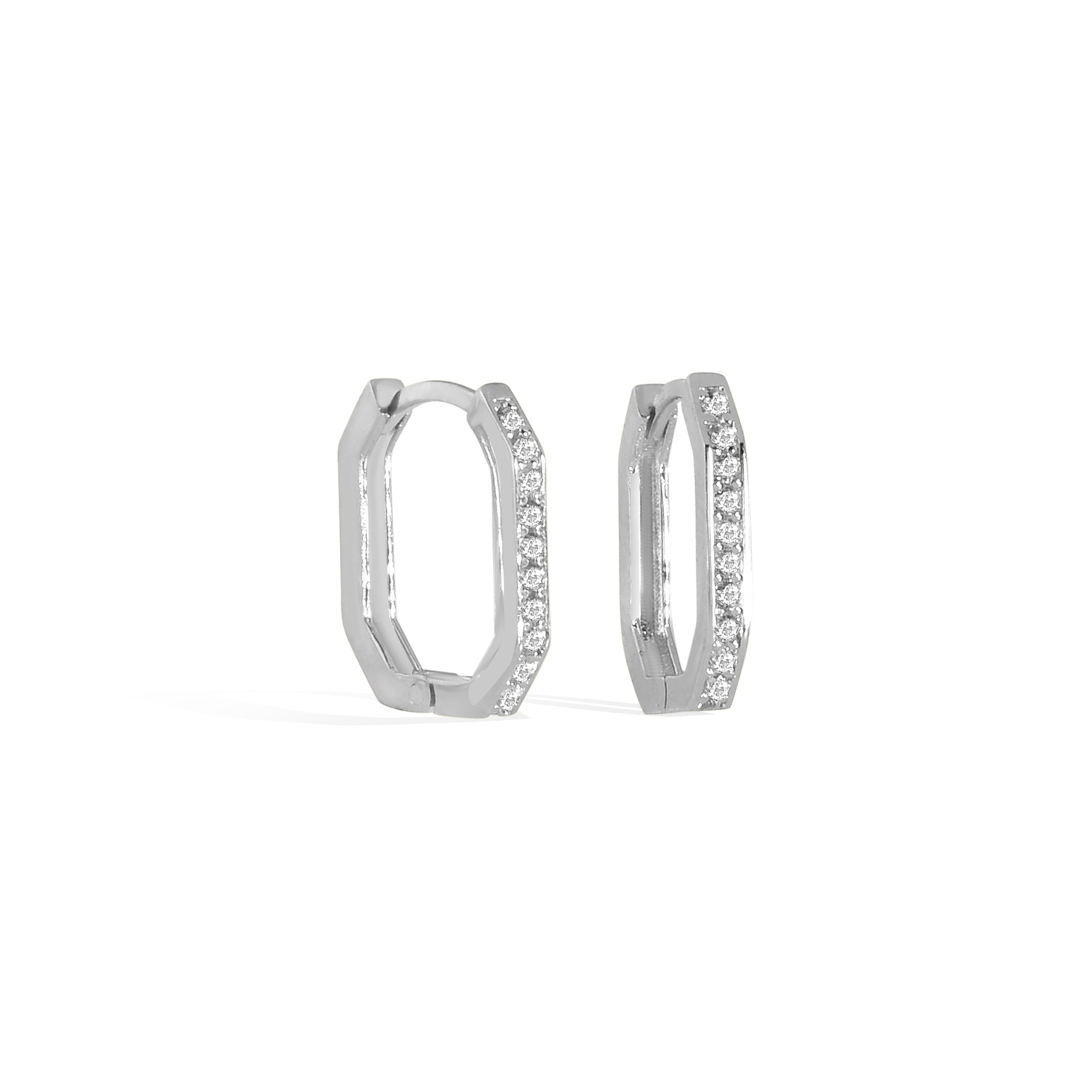 Infinity Angled Diamond Hoops Earrings 14K Gold