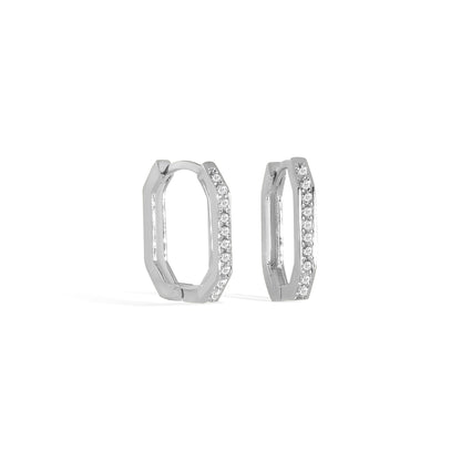 Infinity Angled Diamond Hoops Earrings 14K Gold