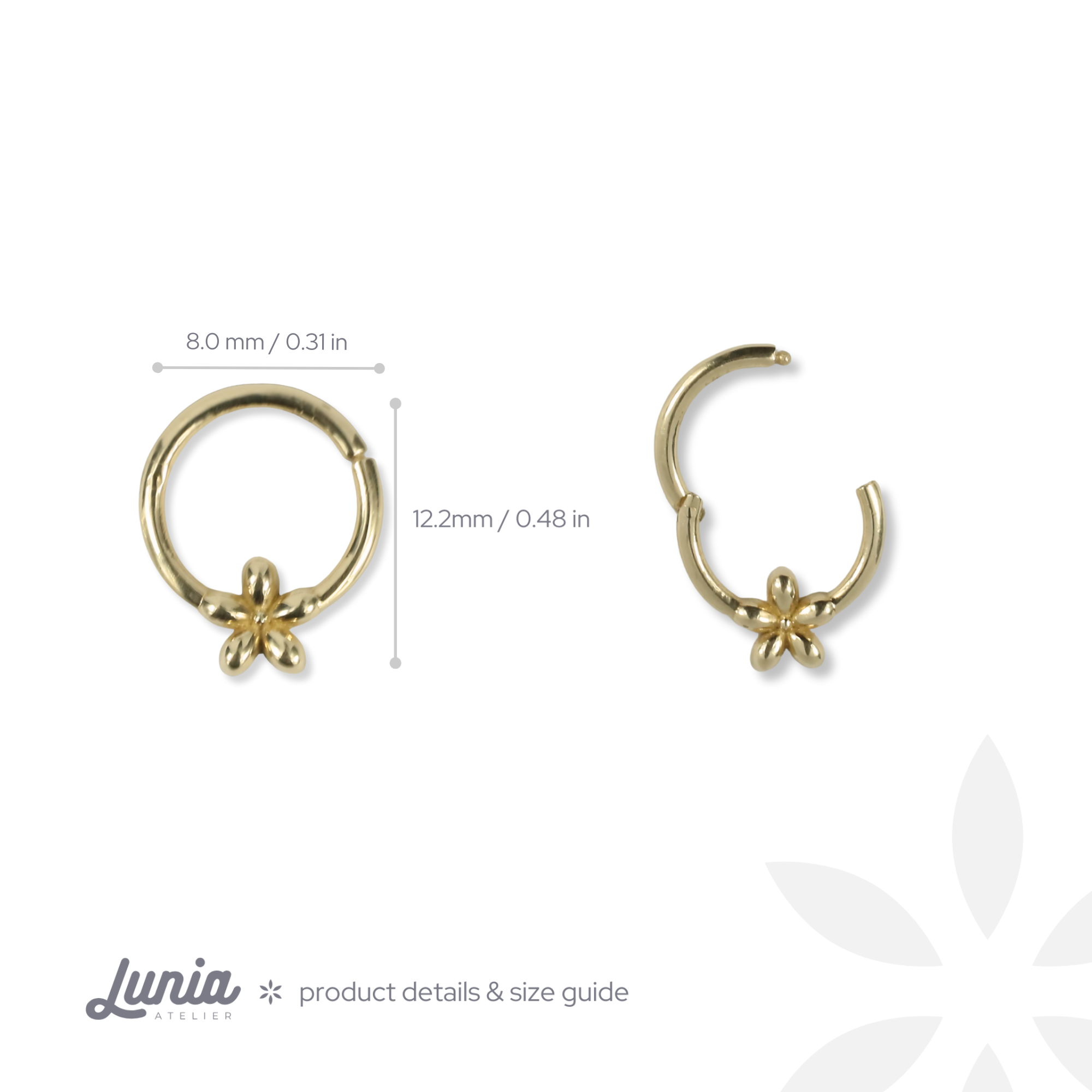 Flower Hoop Ear Piercing 14K Gold
