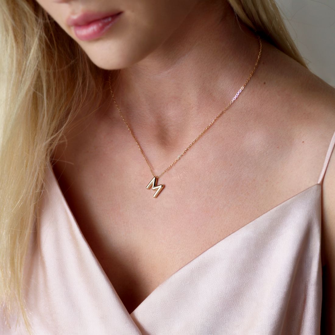 Balloon Initial Letter Custom Necklace 14K Gold / Silver