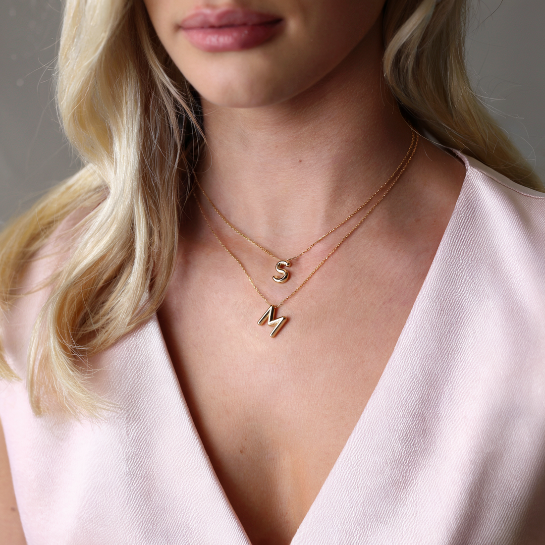 14K Gold Bubble Letter Necklace