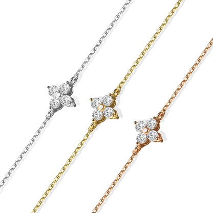 Flower Stone Diamond Bracelet 14K Gold