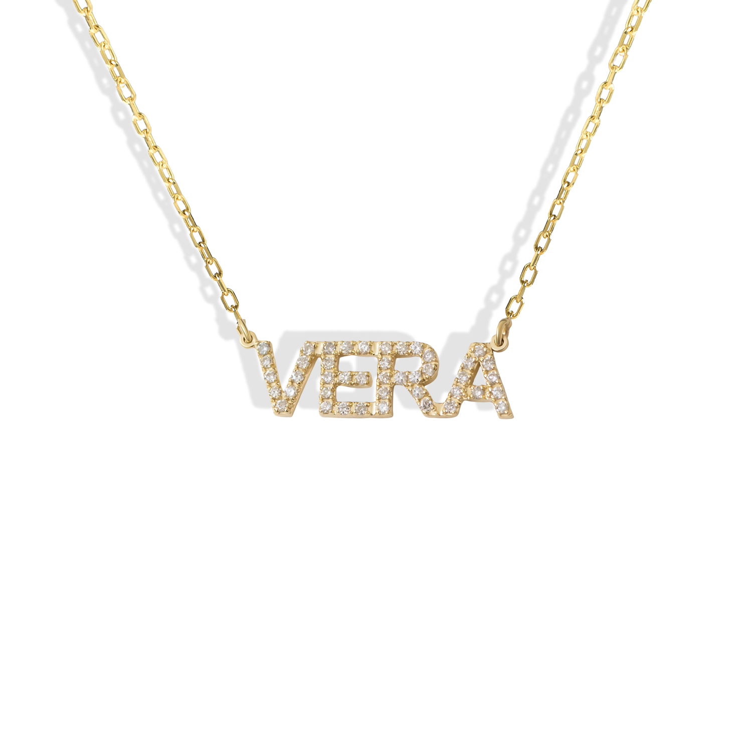 Style Personalized Diamond Name Custom CZ Stone Necklace 14K Gold