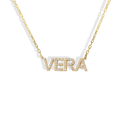 Style Personalized Diamond Name Custom CZ Stone Necklace 14K Gold