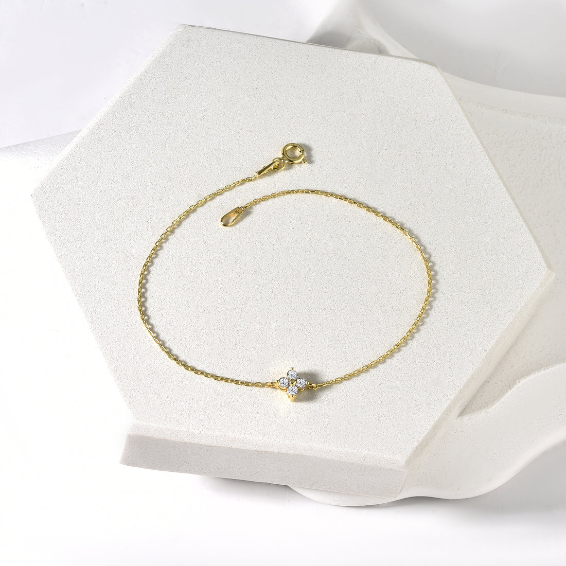 Flower Stone Bracelet 14K Gold