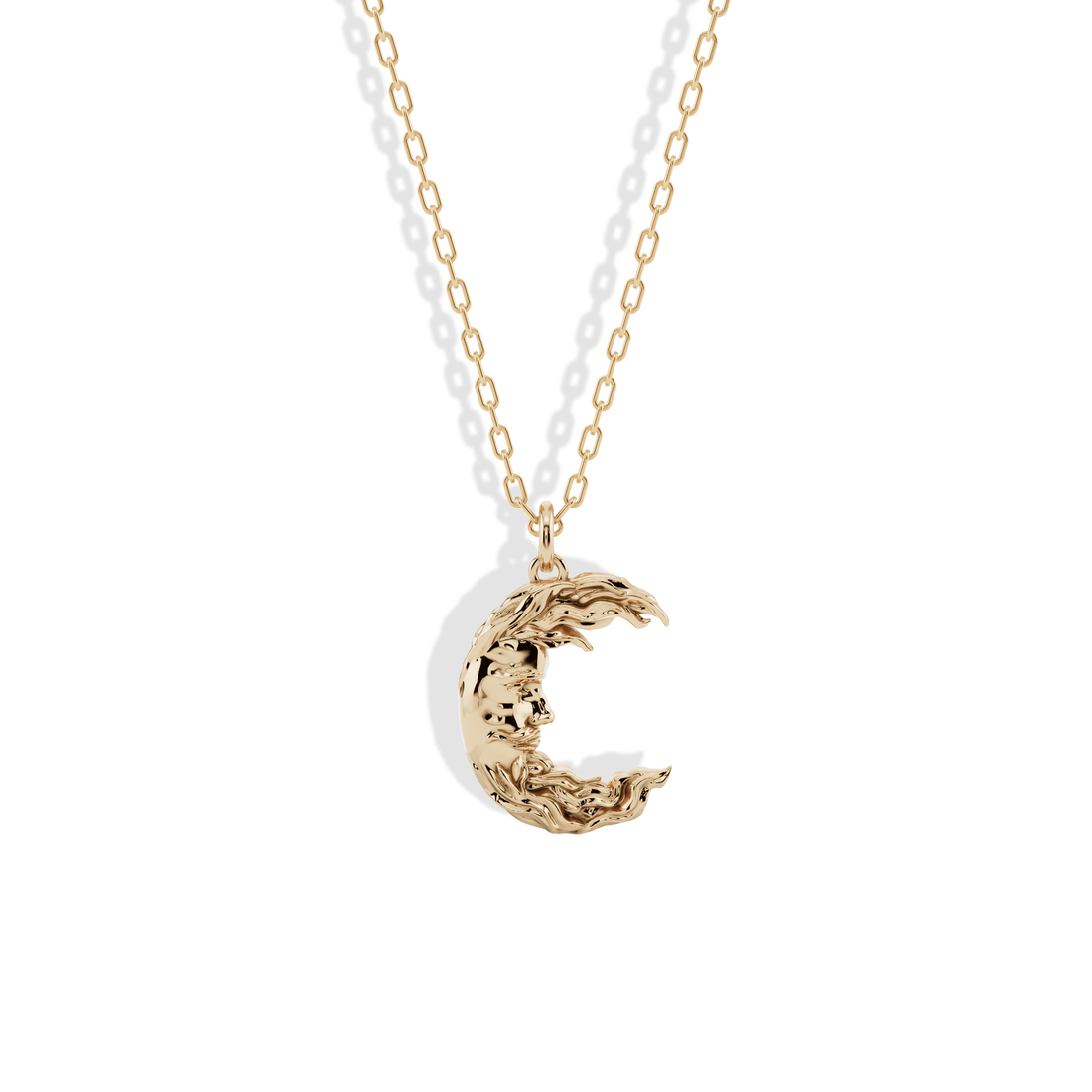 Moon Man Pendant Necklace 14K Gold / Silver crescent pendant moon face necklace celestial jewelry