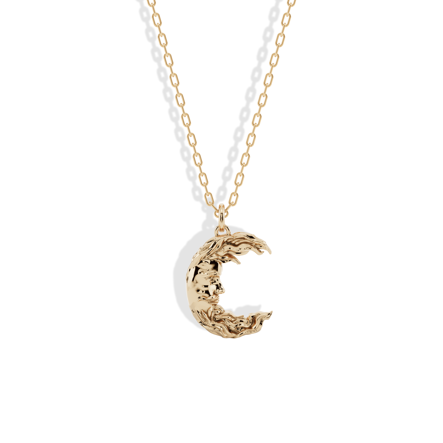 Moon Man Pendant Necklace 14K Gold / Silver crescent pendant moon face necklace celestial jewelry