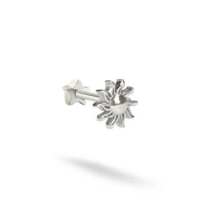 Shining Sun Flatback Ear Piercing 14K Gold